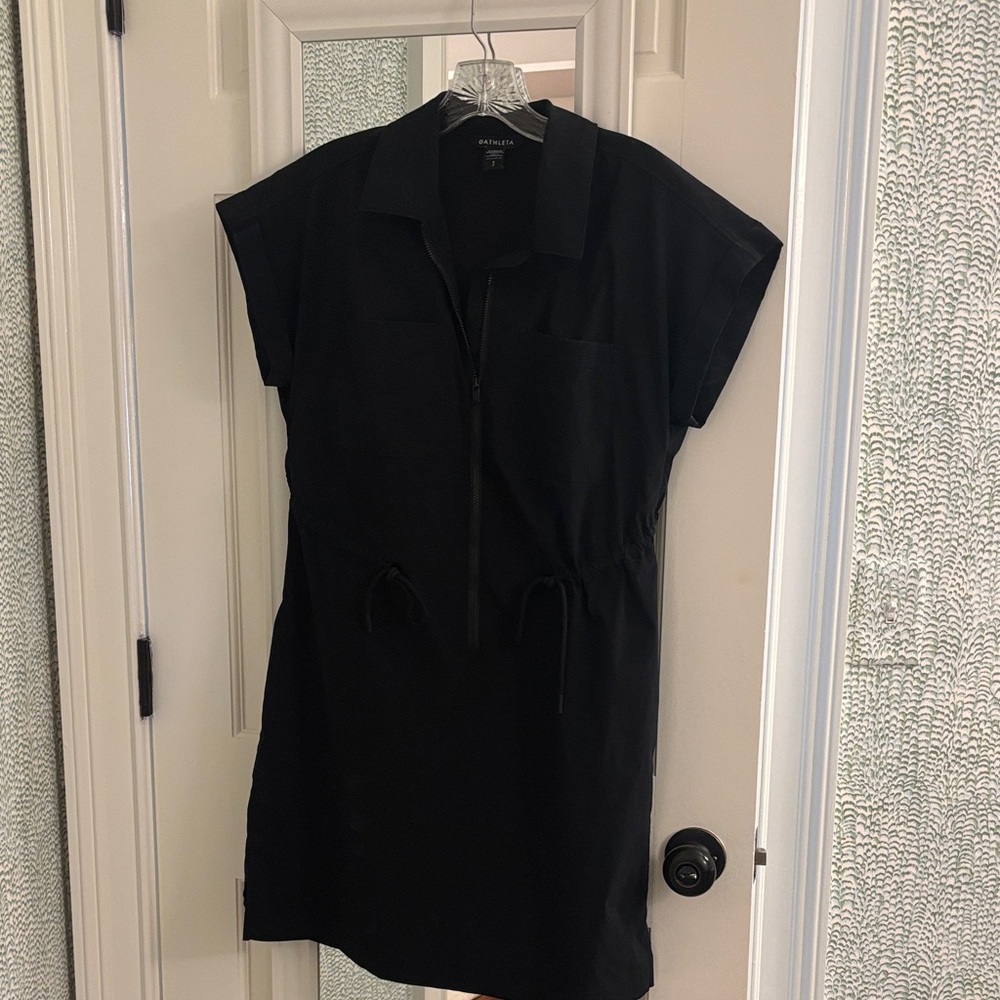 Banana Republic Black Zip-Front Shirt Dress